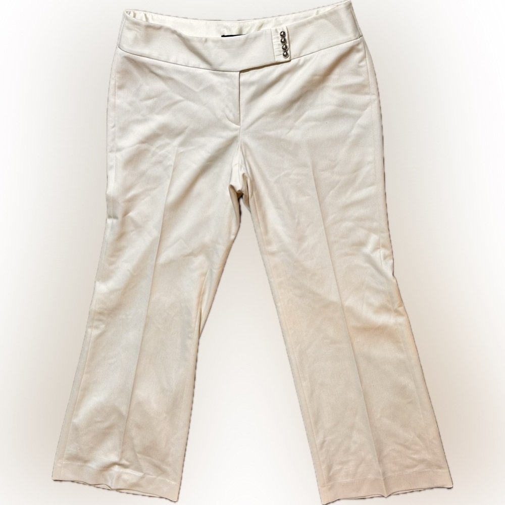 White House Black Market Legacy Flare Leg Beaded Closure Pants White 8R - Picture 2 of 7